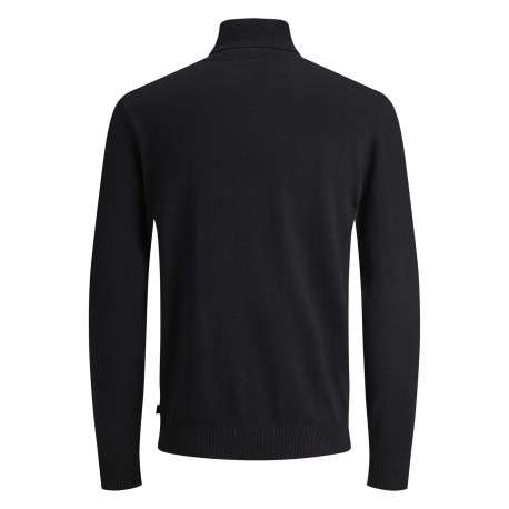 Pull noir en maille fine à coupe ajustée avec col roulé et manches longues - Image 2