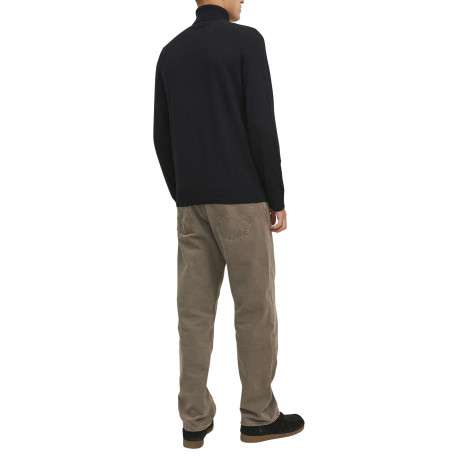 Pull noir en maille fine à coupe ajustée avec col roulé et manches longues - Image 4