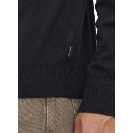Pull noir en maille fine à coupe ajustée avec col roulé et manches longues - Image 5