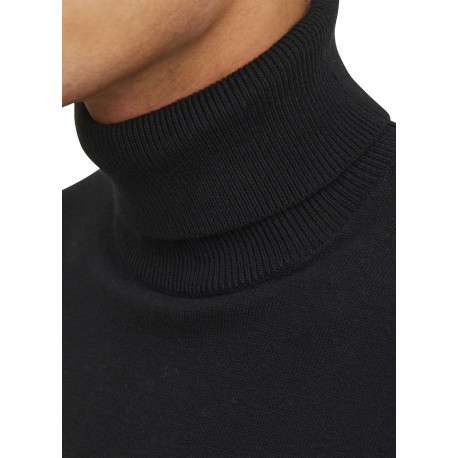Pull noir en maille fine à coupe ajustée avec col roulé et manches longues - Image 6