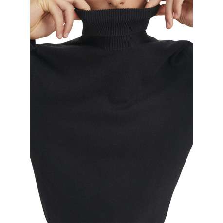 Pull noir en maille fine à coupe ajustée avec col roulé et manches longues - Image 7