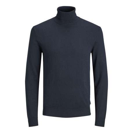Pull marine en maille fine à coupe ajustée avec col roulé et manches longues