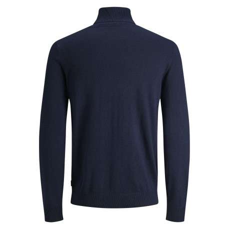 Pull marine en maille fine à coupe ajustée avec col roulé et manches longues - Image 2