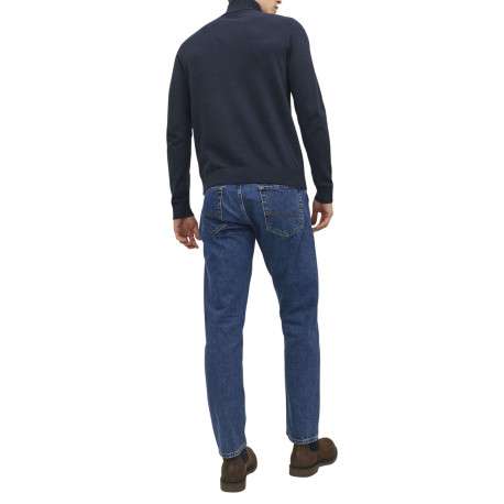 Pull marine en maille fine à coupe ajustée avec col roulé et manches longues - Image 4