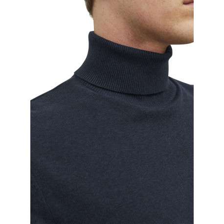 Pull marine en maille fine à coupe ajustée avec col roulé et manches longues - Image 7