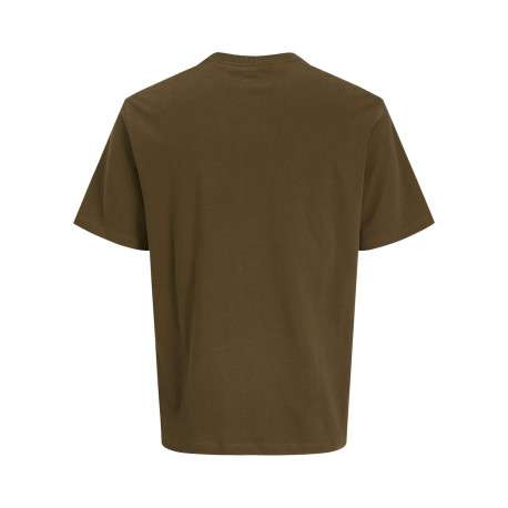 T-shirt manches courtes en coton kaki uni avec une coupe droite - Image 2