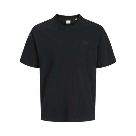T-shirt manches courtes en coton noir uni avec une coupe droite