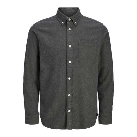 Chemise twill en coton biologique anthracite à coupe droite et col américain