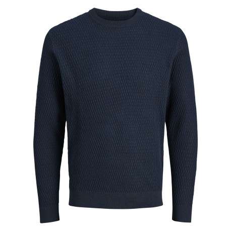 Pull en coton marine à coupe droite en maille avec un col rond