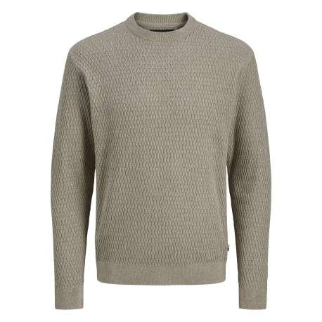 Pull en coton beige à coupe droite en maille avec un col rond