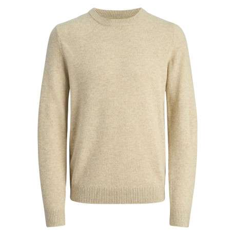 Pull manches longues écru en laine avec une coupe droite et un col rond