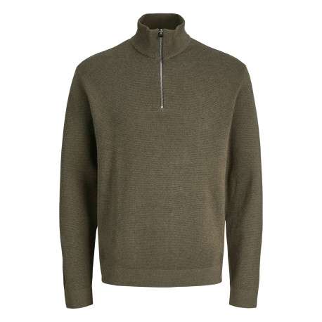 Pull en coton marron en maille fine avec une coupe droite et un col camionneur