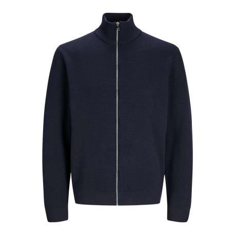 Gilet en coton marine en maille fine à coupe droite avec un col montant