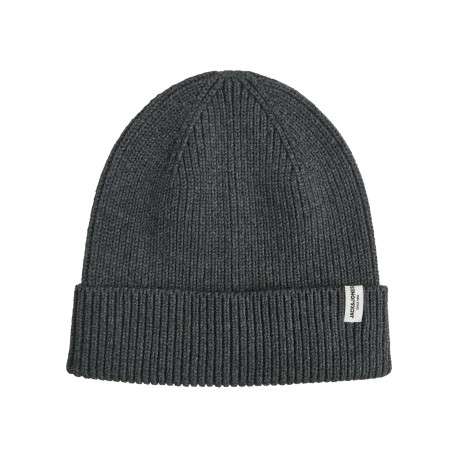 Bonnet gris en coton biologique en maille côtelée
