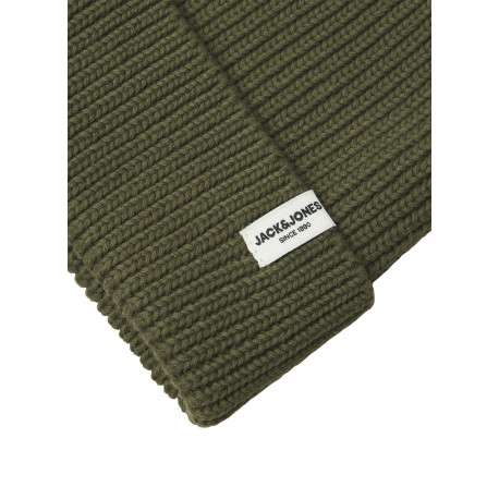 Bonnet kaki en coton biologique en maille côtelée - Image 2