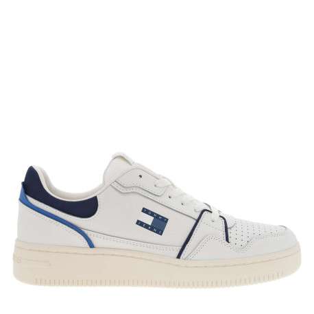 Baskets en cuir blanches et bleues avec une fermeture à lacets - Image 2