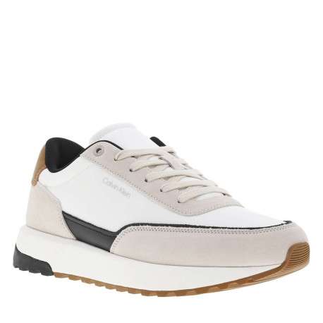Baskets running en cuir blanches et crème avec des empiècements en cuir nubuck - Image 3