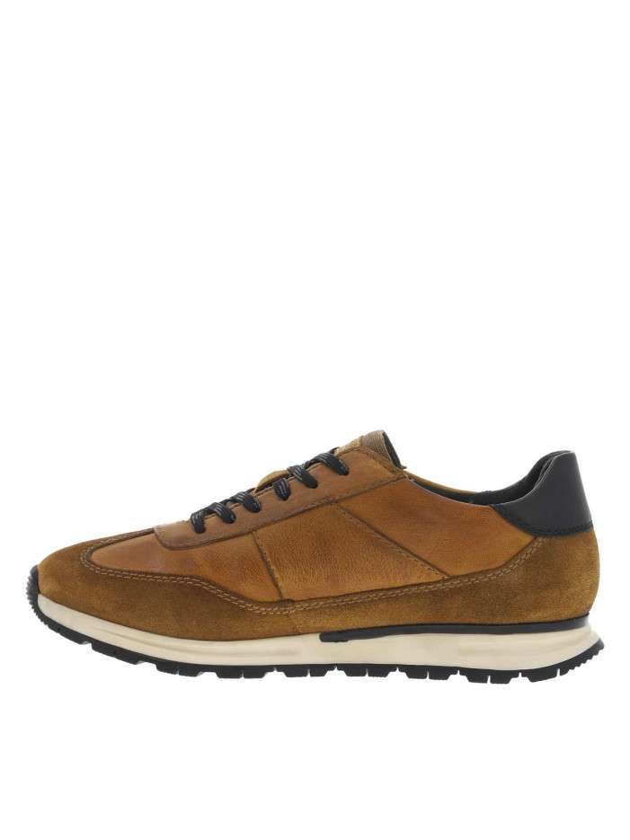 Sneakers en cuir cognac à...