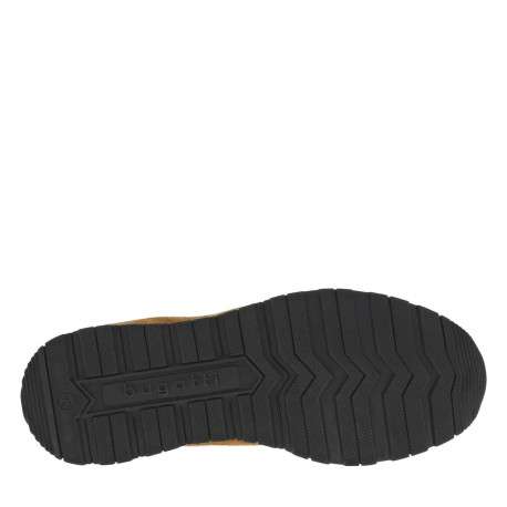 Sneakers en cuir cognac à talon plat avec lacets bicolores et logos de la marque - Image 5