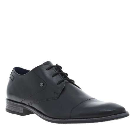 Derbies en cuir noires avec semelle à talon plat et fermeture à lacets - Image 3