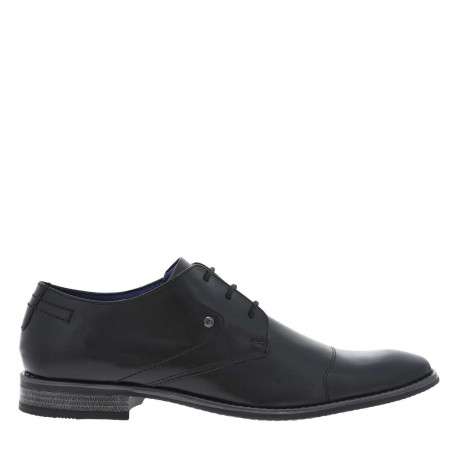 Derbies en cuir noires avec semelle à talon plat et fermeture à lacets - Image 2
