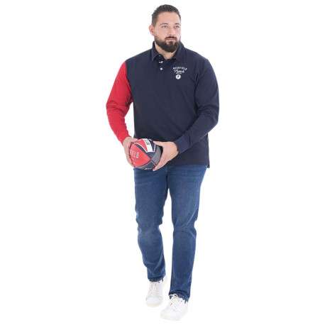 Polo en coton biologique marine bicolore à coupe droite avec un col à revers