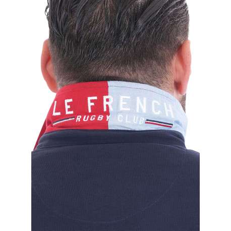 Polo en coton biologique marine bicolore à coupe droite avec un col à revers - Image 6