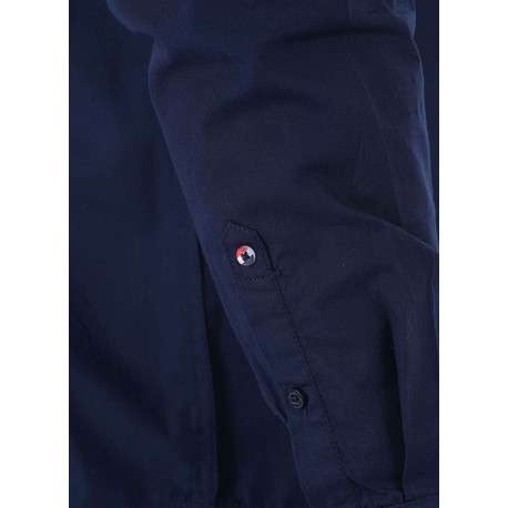 Chemise en coton biologique marine unie à coupe ajustée avec un col boutonné - Image 5