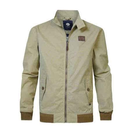 Blouson zippé en coton mélangé vert tilleul uni et taille élastiquée