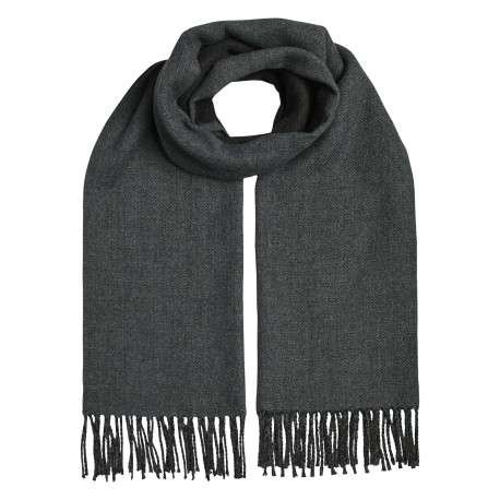 Écharpe bicolore noire et anthracite avec des franges aux extrémités