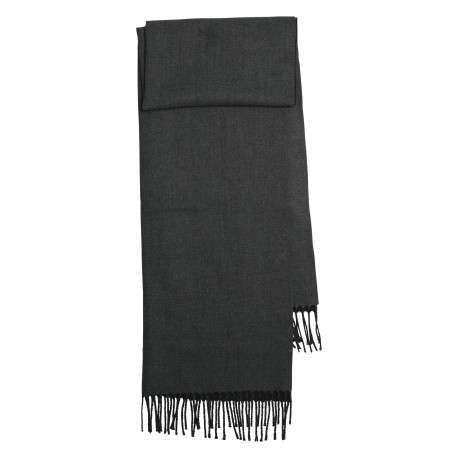 Écharpe bicolore noire et anthracite avec des franges aux extrémités - Image 2