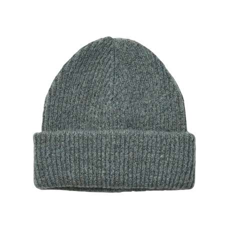 Bonnet bleu uni en maille effet côtelé et large revers
