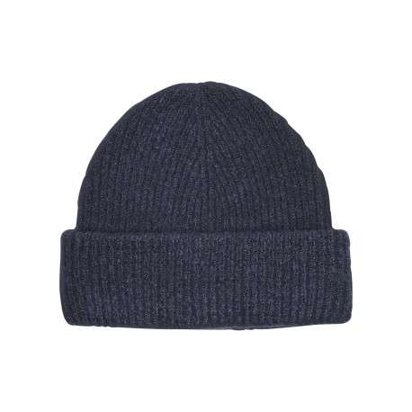 Bonnet nuit uni en maille effet côtelé et large revers