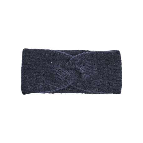 Bonnet cache-oreilles bleu nuit uni avec un effet torsadé à l'avant