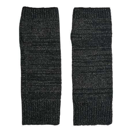 Gants mitaines noirs unis avec incrustation de fils lurex