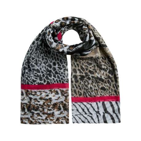 Foulard en voile orné de différents motifs animaliers