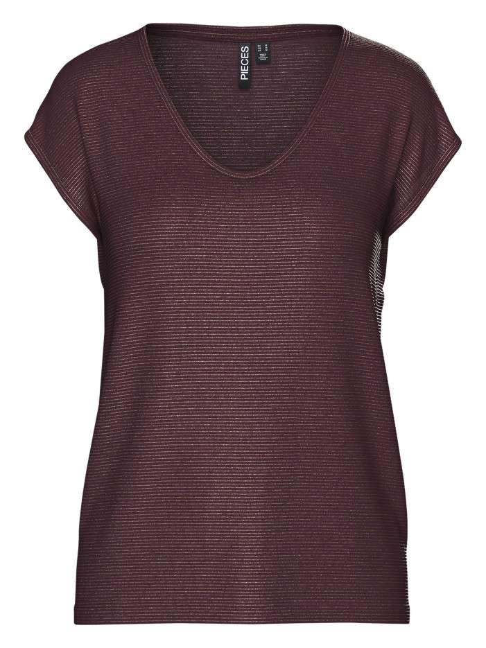 T-shirt bordeaux à rayures...