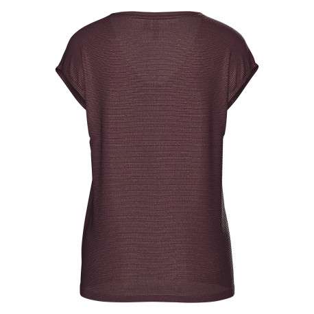 T-shirt bordeaux à rayures avec col v arrondi et incrustation de fils lurex - Image 2