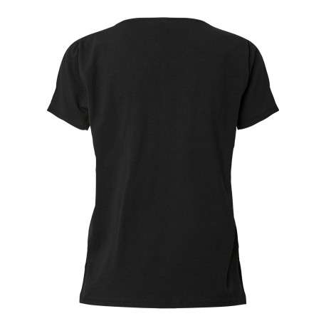 T-shirt en coton biologique noir à imprimé avec une coupe droite et un col rond - Image 2