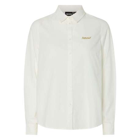 Chemise blanc cassé unie en coton avec boutonnière à l'avant