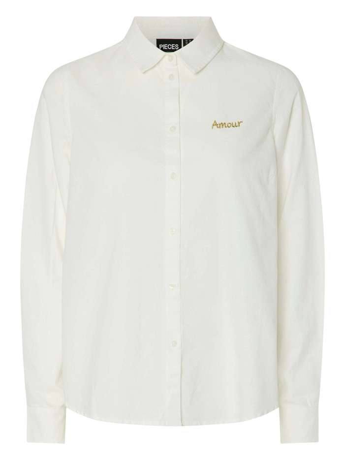 Chemise blanc cassé unie en...