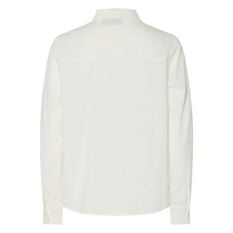 Chemise blanc cassé unie en coton avec boutonnière à l'avant - Image 2