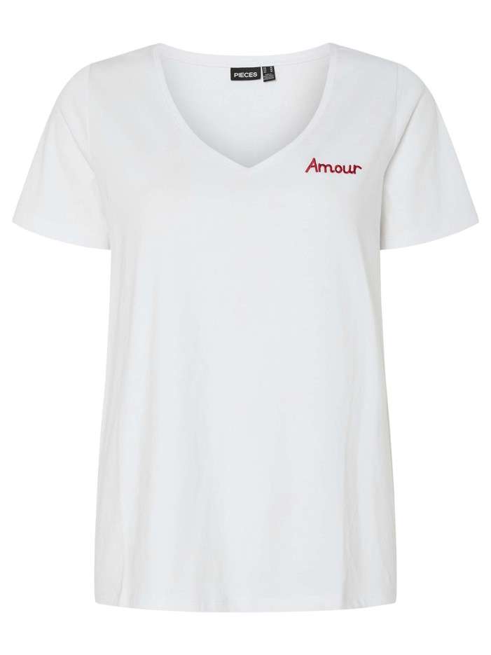 T-shirt blanc uni à col v...