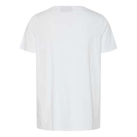 T-shirt blanc uni à col v avec inscription ""Amour"" brodé sur la poitrine - Image 2