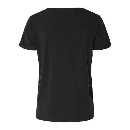 T-shirt en coton biologique noir avec un col v et des manches courtes - Image 2