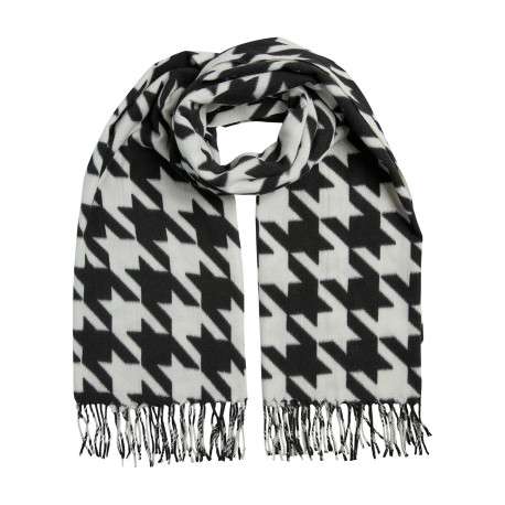 Écharpe fantaisie noire et blanche avec un imprimé géométrique