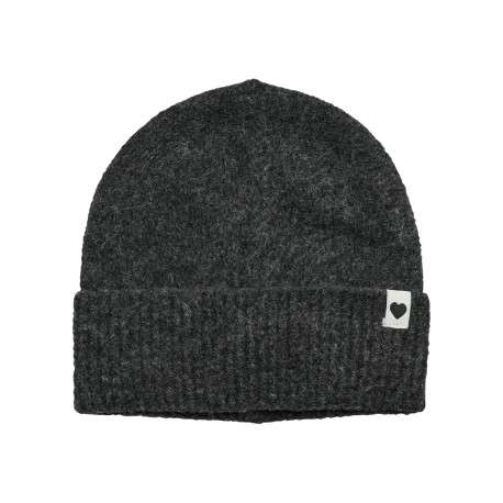 Bonnet anthracite uni avec un patch coeur brodé à l'avant