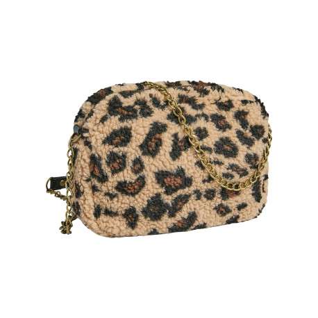 Sac en tissu sherpa léopard avec bandoulière et fermeture à glissière - Image 2