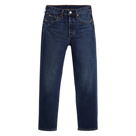 Jean 501® Crop indigo en coton à coupe droite avec un patch de la marque