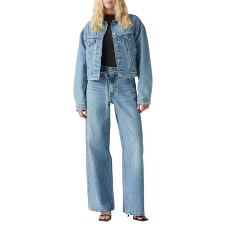 Jean en coton bleu clair uni avec une coupe bootcut et une ceinture amovible - Image 6